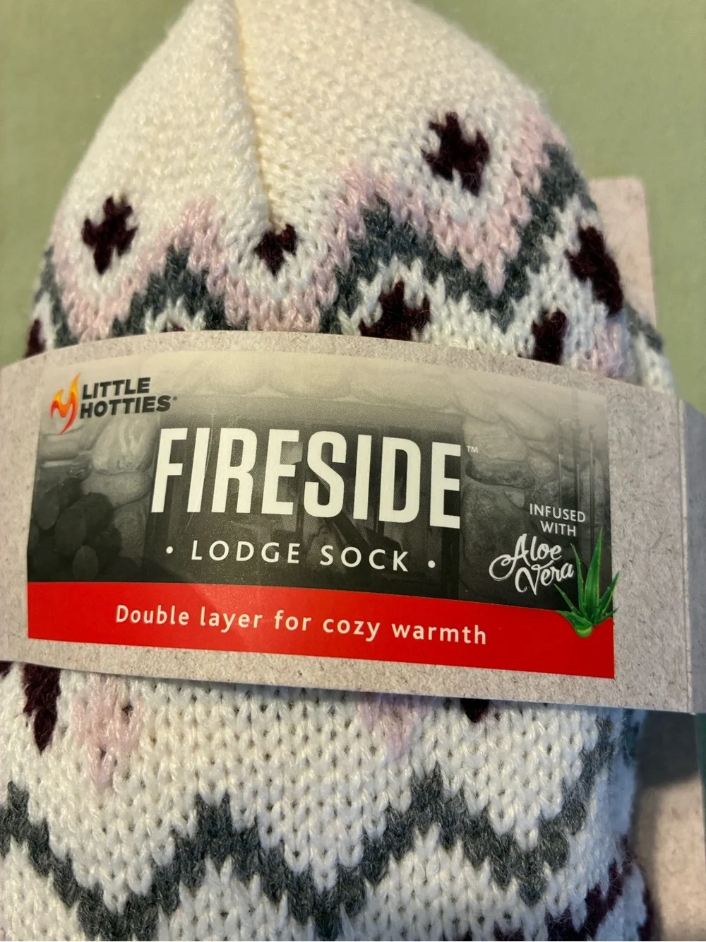 Fireside White Fair Isle Cozy Lodge Socks Infused With Aloe Vera
